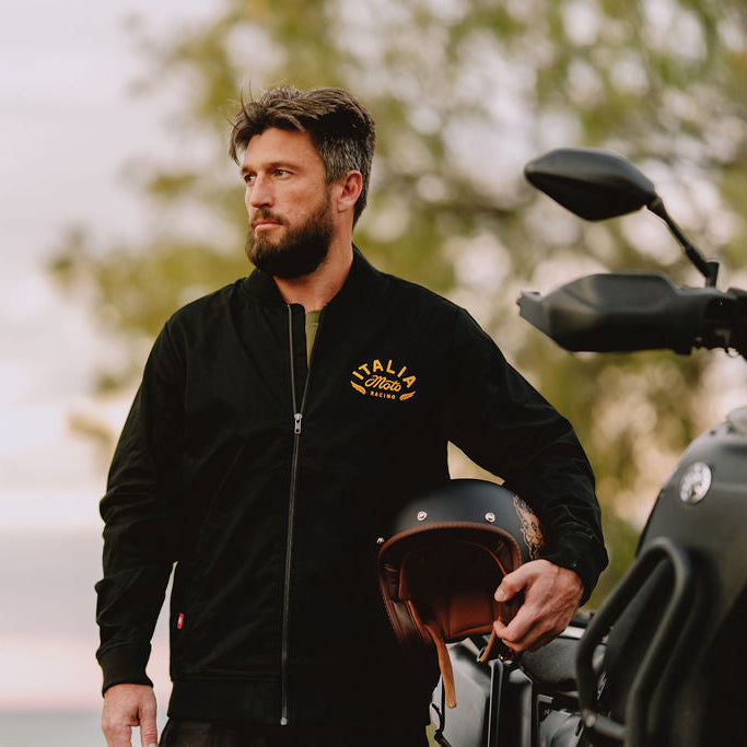 Moto Mens Bomber Jacket - Black