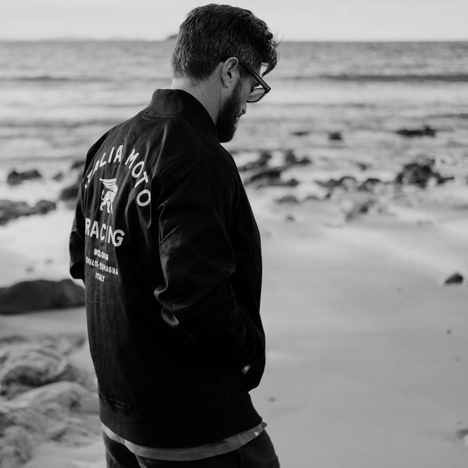 Moto Mens Bomber Jacket - Black